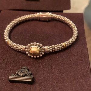 LAGOS
18K Gold & Sterling Silver High Dome Bracelet, 6mm; size medium; brand new